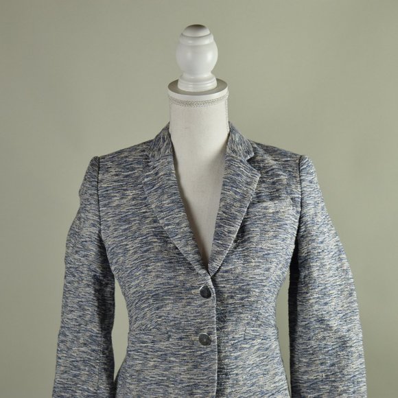 Calvin Klein Blue Cotton Tweed Blazer - Picture 4 of 6